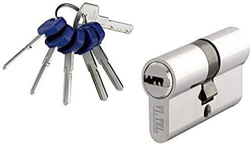 Cilindro europeo VI.TEL. mm 60 (27+33) con 5 chiavi piatte + chiave da cantiere cromsat