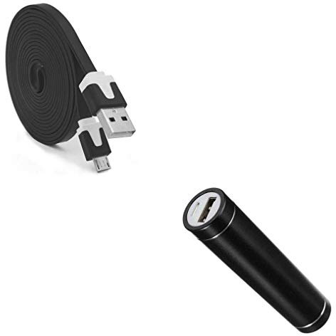 Pack Batterie pour WIKO Y81 Smartphone Micro USB (Cable Noodle 3m + Batterie Chargeur Externe) Android 2600mAh (Noir)