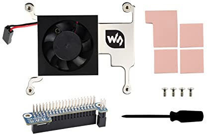 Waveshare Low-Profile CPU Cooling Fan for Raspberry Pi 4B/3B+/3B with Aluminum Alloy Bracket Include GPIO Adapter