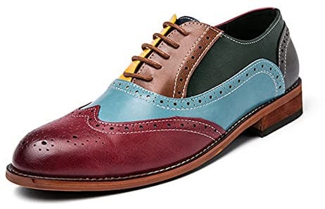 Zapatos de Vestir para Hombres Zapatos de Cuero con Cordones Transpirables de Corte bajo Coloridos Brogue Zapatos de Moda con Punta en Punta Oxford para Fiesta