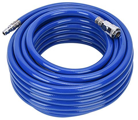 Air Line Rubber Hose, 15m High Pressure Pneumatic Hose with Quick UK Style Connector, Durable 3 Layer Pneumatic PVC Hose