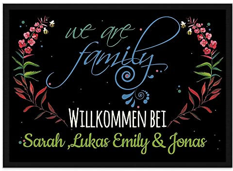PR Print Royal Fußmatte mit Spruch - We Are Family - Willkommen - Selbst Gestalten mit Wunschnamen 75 x 50 cm