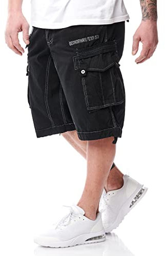 Geographical Norway Herren Cargo Shorts Panoramique Bermuda inkl. Gürtel, schwarz, Gr:XXL