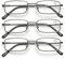 SKYWAY 3 Pack Lesebrille für Herren, Metallrahmen Blaulicht Blockierende Brillen, Leichte Blendschutz-Computerspielleser (Grau, 4.0)