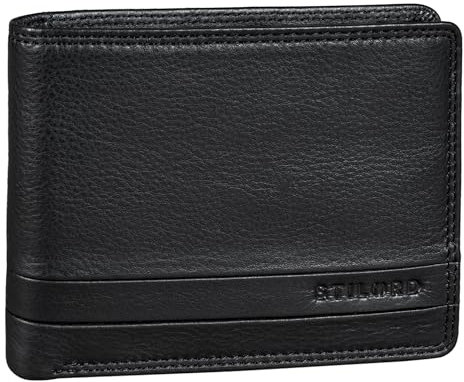 STILORD 'Lennes' Portefeuille Homme en Cuir Véritable Porte-Monnaie avec Compartiment pour la Monnaie et Blocage RFID NFC Porte Carte Crédit, Couleur:Noir