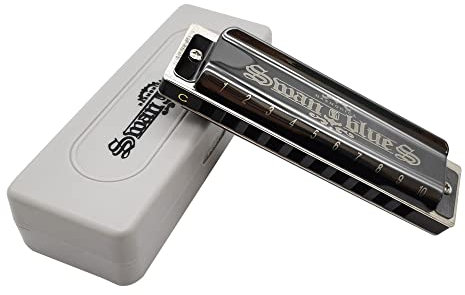 SWAN 1020HW Blues Mundharmonika mit 10 Löchern, C-Key Schwarz, Blues Harp Mundharmonika, charakteristisches Modell für Erwachsene, Schüler, Kinder, Anfänger, Major (SW1020HW)
