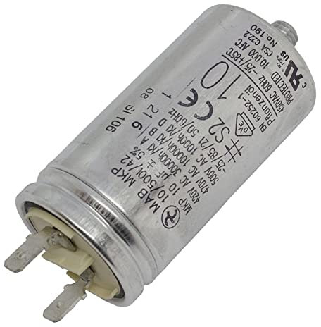 Lumonic Condensateur de démarrage Hydra MKP-500 10-A [incl. fiche 6,3x0,8mm] | Condensateur moteur 10µF 470V 35x68mm I Condensateur avec boîtier métal