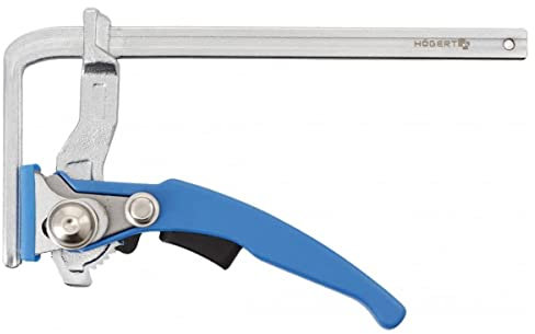 HÖGERT TECHNIK - Hebelzwinge 160 mm aus Stahl, Tischzwinge mit Ratschenmechanik, Spannzwinge für Führungsschiene, Schnellspanner Zwinge für präzises Fixieren