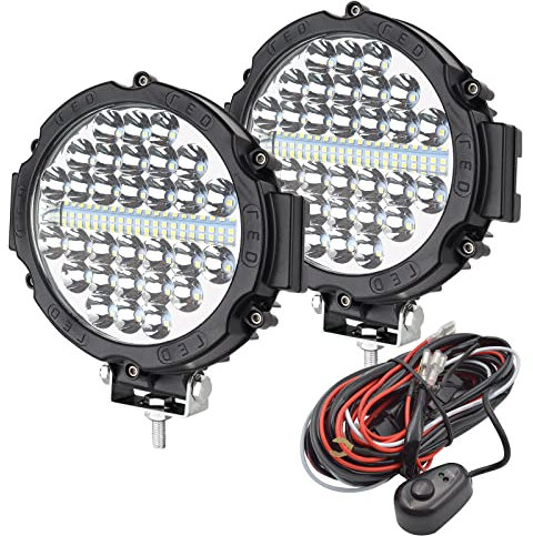 Safego Phare de Travail LED 12V 210W 7'' Projecteur Ronde LED Voiture avec Faisceau de Câblage Kit, IP67 Spot Flood Feux Antibrouillard Led 16800LM Feux de Travail pour 4x4 Camion Tracteur SUV Bateau