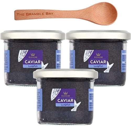 Caviar Bundle contains Elsinore Lumpfish Pack of 3 X 100g, Wooden Spoon