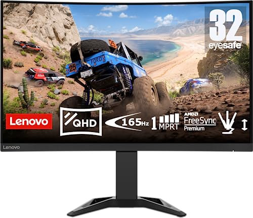 Lenovo G32qc-30 32 Inch Gaming Monitor | WQHD, 1440p, 165Hz, 0.5ms, HDMI, DP | AMD Freesync | PS, Xbox, PC screen
