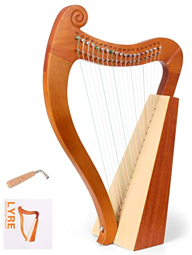 LOMUTY 19-String Lyre Harp with Tuning Wrench Harp Instruments, Lyre Harp is Good Choice for Music Lovers, Beginners and Friends