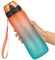 OLDLEY 750ml/25oz Water Bottles with Straw Leakproof Kids Water Bottles for School Plastic Tritan Drink Bottles Sports Bottles BPA Free Time Markings Gym Bottles for Women Men(Orange Green, 1 Lid)