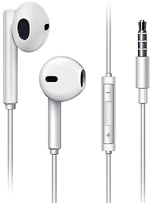 DOKI Auriculares Sonido Puro y Potente Bajo con Microfono,Jack 3.5mm (Blanco)