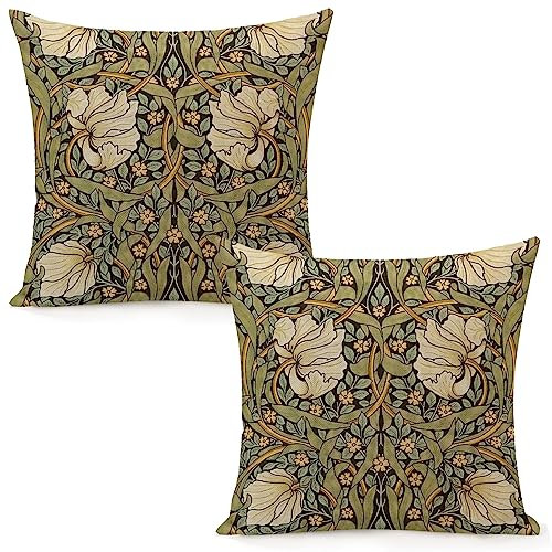 Dripglw William Pimpernel Morris Dekokissenbezüge, ästhetisches Kissen für Schlafzimmer, Samt, dekorativer Kissenbezug, Heimdekoration, Wohnzimmer, Kissen für Bett, Sofa, Couch, 2 Stück