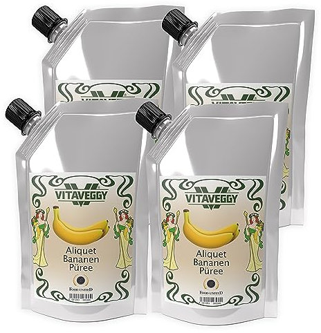 VITAVEGGY PÜREE BANANE 2x1kg Fruchtpüree aus gereiften Bananen von Food-United banana-puree für Bananen-Smoothie Bananensaft Bananenbrei Bananenmus Babybrei ohne Aroma- und Konservierungsmittel (2)