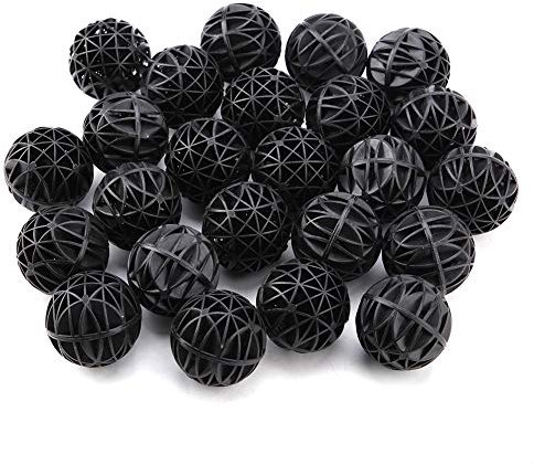 TMISHION 50 Stück Kanister Bio Poröser Filterball mit Baumwolle Aquarium Teich Filtermaterial Aquarium Filter für Aquarium (46mm mit Baumwolle)