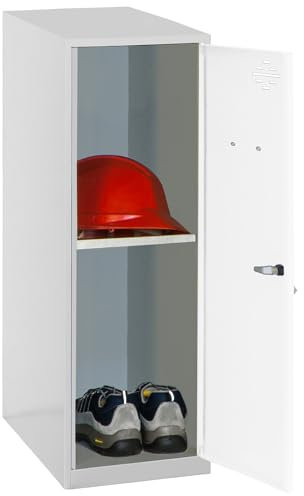 Simon Rack Simonlocker Kommode, klein, 915 x 400 x 500 mm, Amario aus Metall, inkl. Schlüssel, Grau/Weiß
