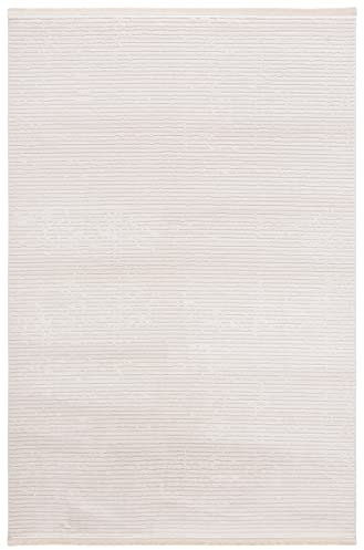 SAFAVIEH Geometrisch Teppich für Wohnzimmer, Esszimmer, Schlafzimmer - Whisper Collection, Kurzer Flor, Elfenbein, 91 X 152 cm