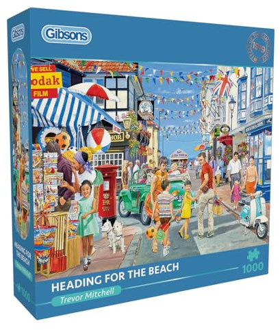 Heading for the Beach 1000 Piece Jigsaw Puzzle for Adults | Summer Holiday Nostalgic Traditional Artwork | Sustainable Premium 100% Recycled Board | Great Gift | Gibsons Games