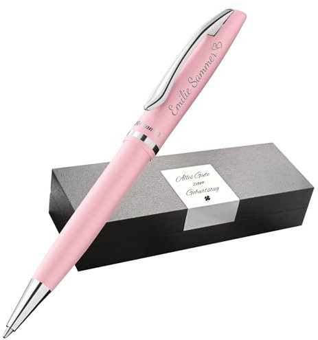 Pelikan Jazz Kugelschreiber mit Gravur Geschenk - einzigartige Stifte mit Namen - personalisierte Geschenke zu Weihnachten - Kugelschreiber personalisiert (Gravur, Pastell-Rose)