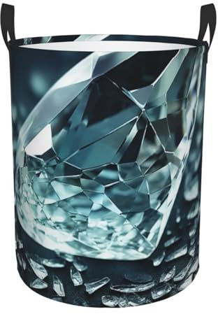 Cut Glass Laundry Basket Hamper Waterproof Dirty Clothes Hamper Collapsible Washing Bin Clothes Bag with Handles Freestanding Laundry Hamper for Bathroom Bedroom Dorm