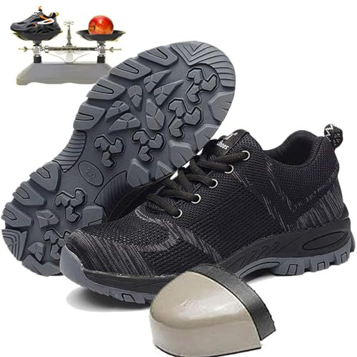 WhAeoy Scarpe antinfortunistiche estive da lavoro, stivali traspiranti/leggeri, 36-47EU, punta in acciaio anti-sfondamento/costruzione antiperforazione, per uomini e donne,41,Black