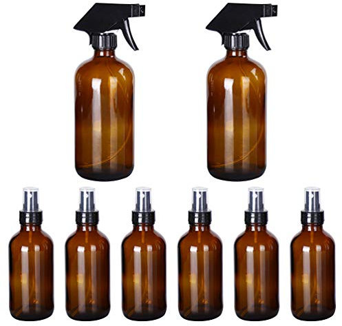 HUIHHAO 8 Uds. Botellas de espray de Vidrio, Botella de espray de Niebla Fina de ámbar vacía, contenedor de espray for el hogar y los Viajes