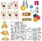 WADORN 2 Stück Poker Würfel Dart Kohlenstoffstahl Stanzschablonen, Bowling Geldtaschen Muster Metall Stanzschablonen Für DIY-Scrapbooking Fotoalbum Dekor Prägevorlage