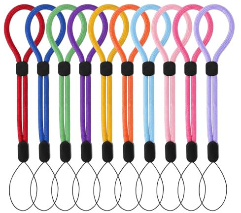 Tucnoeu 20 Stück Lanyard Handschlaufe handy 10 Farben Verstellbare Handhandschlaufe Polyester Handy Handschlaufe für Schlüssel, Handys, Kameras, Taschenlampen, Schlüsselanhänger