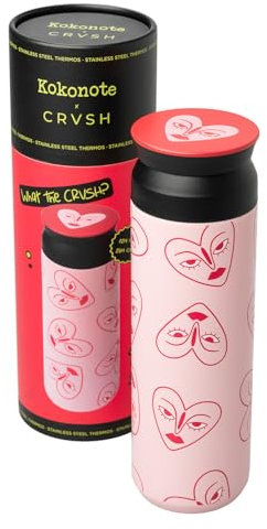Kokonote Trinkflasche Edelstahl Crvsh Thermosflasche 500 ml - Sport Trinkflasche 500ml - Wasserflasche Kinder und Erwachsene - Sportflasche Kinder und Erwachsene, Rosa