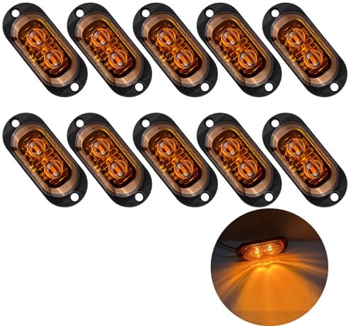 Krtopo 10X Seitenmarkierungsleuchte 12/24V Anhänger Ecke Seitenleuchte Licht für LKW Wohnwagen (Gelb)