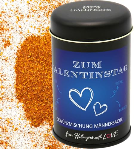 Hallingers Genuss Manufaktur Gewürzmischung Valentinstagsgeschenk - Koch-Gewürze in edler Geschenk-Dose Zum Valentinsta... für Marinaden, Spare Ribs & Grill, Valentintstag für Männer Freund