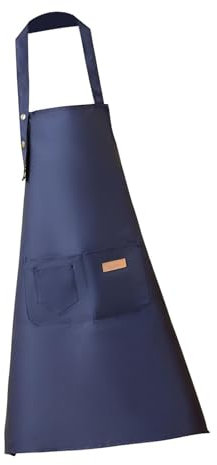 Nuyhgtr Delantales de lona para hombre, delantal de cocina con 2 bolsillos, correa ajustable, delantal de cocina impermeable para mujeres, hombres y adultos, delantal de trabajo, azul marino, Refer to