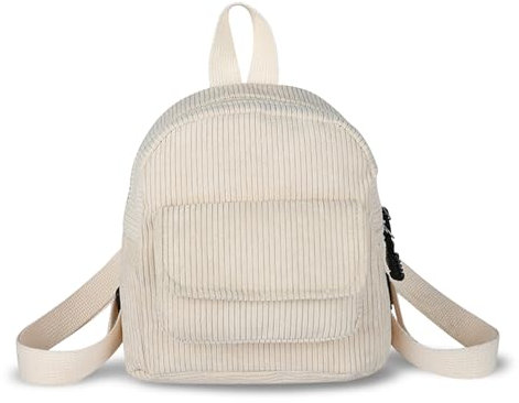 WisePoint Frauen Mode Rucksäcke, Cord Mini Rucksack Geldbörse Kleine Rucksäcke für Frauen und Mädchen, Stilvolle Kleiner Rucksack für Dating, Arbeiten (beige)