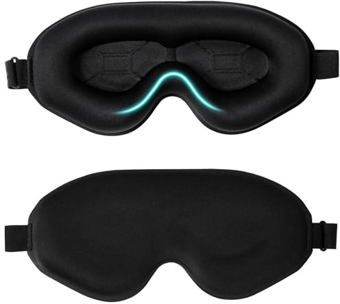 Blendura Masque de Nuit, 3D Cache Yeux pour Dormir Bloquer la Lumière Masque Sommeil 20mm Contour Profond Doux et Confortables Masque Nuit Sommeil pour Femme Homme, 1 paquet