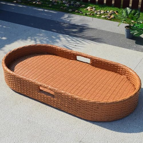 ray Floating Rattan,Swimming Pool Floating,Ovales/rechteckiges schwimmendes Tablett für den Pool. Luxuriöses schwimmendes Serviertablett aus Rattan, Tisch und Pool-Float für Sandbank, Spa, Badehaus