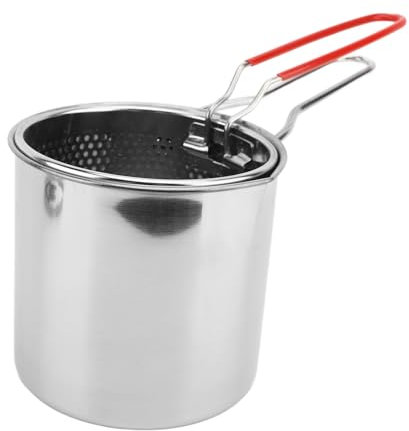 Friteuse avec Panier, Marmite en Acier Inoxydable avec Panier, Petit Récipient D'Huile de Cuisson, Panier de Friteuse, Filtre à Huile pour Frites, Fruits de Mer