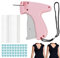 lomdung Schnelles Fixiergerät für Kleidung, Quick Clothing Fixer, Mini-Stichsäumpistole für Kleidung, Etikettierpistole, Quilthalter mit 50 Bärenknopf 660 Plastiknadel(Rosa)