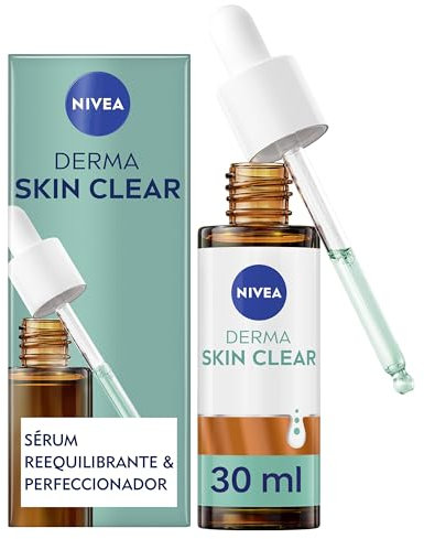 NIVEA Derma Skin Clear Sérum Facial Reequilibrante y Perfeccionador (1 x 30 ml), sérum hidratante facial con Niacinamida, Ácido Hialurónico y Pro-Vitamina B5, para piel con imperfecciones