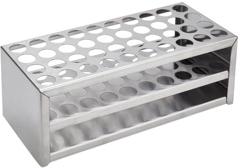 UNICRAFTALE 1 Set 3-Stöckiges Reagenzglashalter 40 Plätze Reagenzglasgestell Reagenzglasständer Edelstahl Röhrchenhalter Laborbedarf Rechteckiger Reagenzglasständer Löcher 18mm Für Klassenzimmerlabor