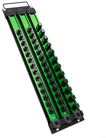 3 Rail Multi-Drive Socket Holder Tray For Toolbox, Complete Socket Set Case, Green, Socket Holder Socket Clips For Storage Metric Socket Sets, Magnetic Socket Organizer