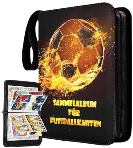 T TAKONE Sammelalbum Fußball Karten, Wasserdichtes PU-Leder Sammelheft mit 50 Seiten, Match Attax 24/25 Sammelmappe für 400 Karten, Geschenk für Fußballkarten-Liebhaber und Kinder