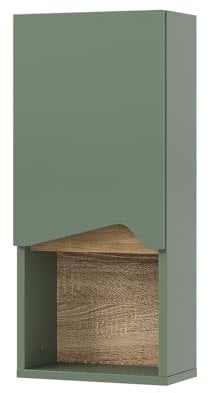 Vicco Badschrank Marelle, Grün/Artisan, 30 x 67 cm mit Tür und offenem Fach