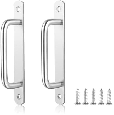 2PCS Tirador Puerta Corredera Inox 304, ELEPRUC Pomo Puerta Exterior, 160mm Manillas Puertas Interior con Placa, Tiradores de Puerta de Granero para Puertas Correderas, de Garaje, de Jardín y Portones