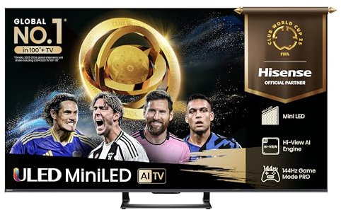 Hisense TV 50 Mini-LED 144Hz 4K 2025 50U72Q, Smart TV VIDAA U8, Dolby Vision IQ, HDR 10+ Adaptive, 144Hz Game Mode PRO, Dolby Atmos 2.1 con Subwoofer, Alexa Built-in, VIDAA Voice, lativù 4K, 50''