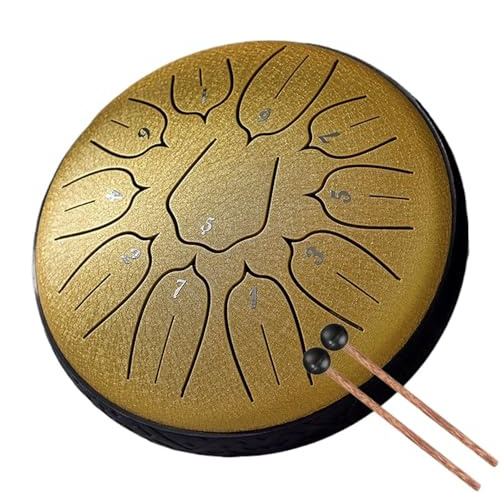 XPJYUA Handpan-Trommel Stahlzungentrommel 6 Zoll 11 Noten Trommeln D5 Ätherische Trommel for Anfänger Handpan Musikinstrumente(Gold)