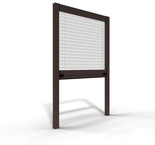 Zanzariera Finestra Plissettata Riducibile In Alluminio | Fai Da Te | Spedizione 1-3 Giorni (Marrone, L 120 X H 160)