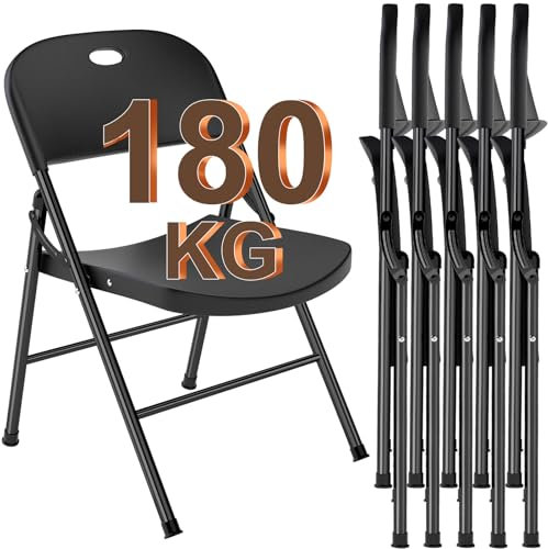 Gartenstühle 6er Set, Gartenstuhl Klappbar mit Verstärktem Stahlrahmen für Garten Balkon Essen Party, Klappstuhl Alu Balkonstuhl Outdoor Campingstuhl, Gartenstühle Stapelbar bis 180 kg Belastbar