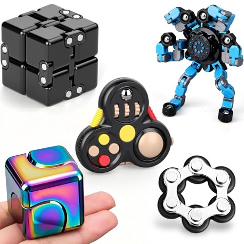 Fidget Toy Pack Fidget Pad Controller Roboter Spinner Infinity Cube, Metall Hand Spinner Sensorische Spielzeug Cool Gadget Reduzieren Stress Weihnachten Geburtstagsgeschenk Party Gunst